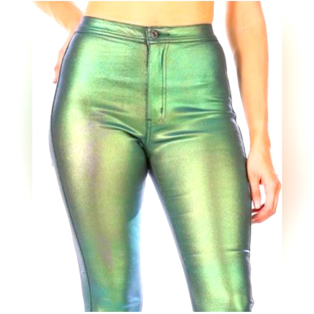 Metallic stretch jeans